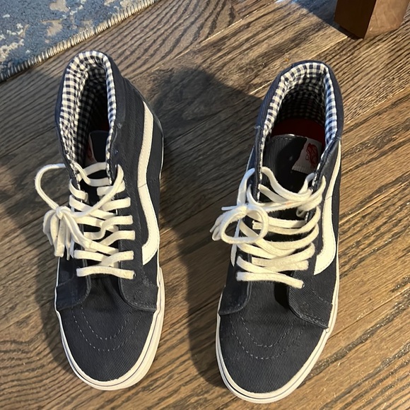 Preloved Vans Sk8-Hi Reissue Canvas 8M/9.5W - Navy & Gingham - Picture 2 of 11